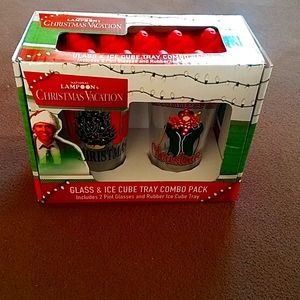 NIB.  National Lampoon's Christmas Vacation Glass & Ice Cube Tray Combo